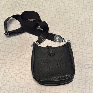 COPY Black Crossbody Bag HERMES with Adjustable Strap